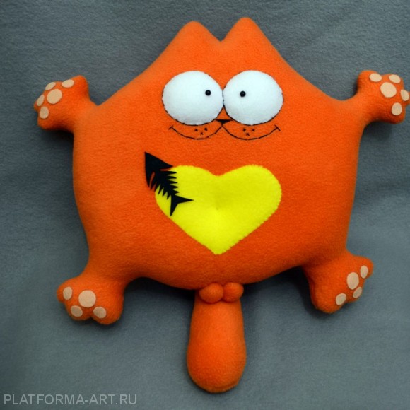 Игрушка-подушка "Кот толстяк" оранжевый